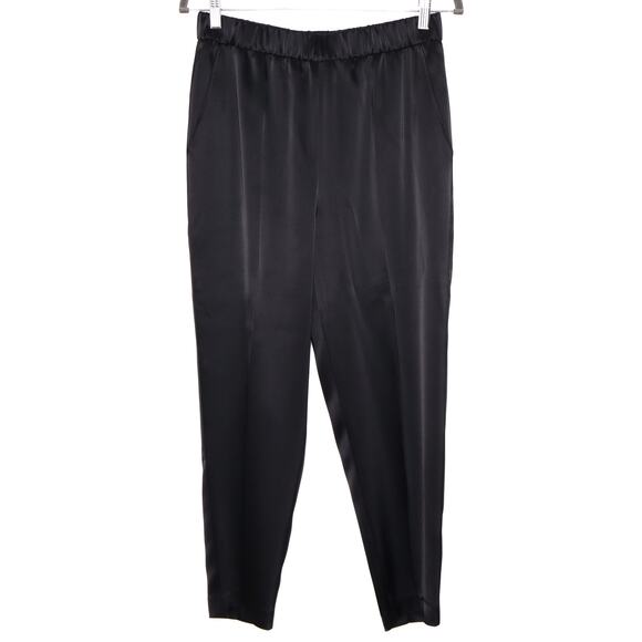 ESCADA High Waist Satin Pull On Trousers Taper Leg Ankle Black Women's 38 US 8 - Picture 1 of 10